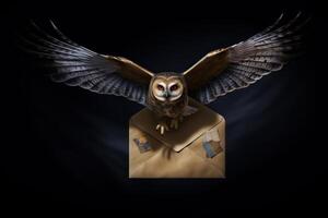 ai généré rapide hibou mouche enveloppe. produire ai photo