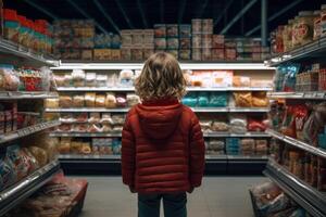 ai généré Parents enfant achats. produire ai photo