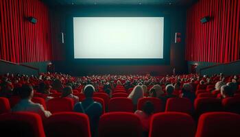 ai généré cinéma Vide large écran dans le cinéma salle photo