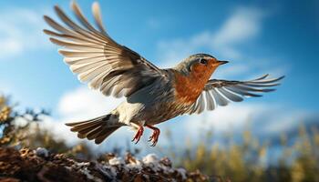 ai généré oiseau de proie se percher sur bifurquer, diffusion ailes dans milieu air généré par ai photo