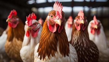 ai généré en bonne santé en mangeant industrie biologique la volaille Viande de gratuit intervalle poulets généré par ai photo