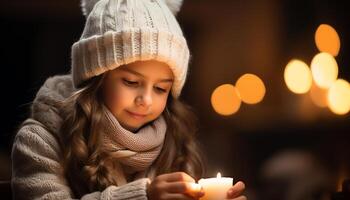 ai généré souriant enfant jouit hiver chaleur avec famille, l'amour et joie généré par ai photo