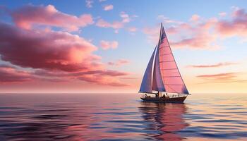 ai généré voile yacht glisse sur tranquille eau, embrassement la nature beauté généré par ai photo