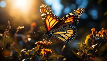 ai généré le vibrant papillon danses dans la nature beauté, une été symphonie généré par ai photo