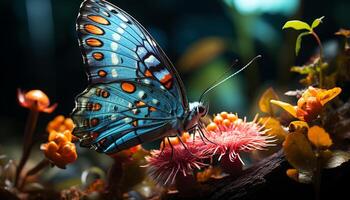 ai généré vibrant papillon aile vitrines la nature beauté dans multi coloré élégance généré par ai photo