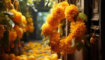 ai généré fraîcheur de Jaune fleur fleur apporte beauté dans la nature en plein air généré par ai photo