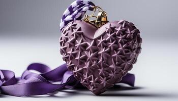 ai généré l'amour et romance dans une violet cœur en forme de cadeau généré par ai photo