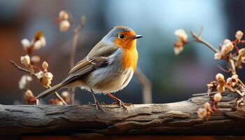 ai généré une mignonne Jaune mésange se percher sur une branche dans le forêt généré par ai photo