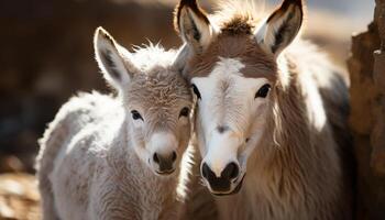 ai généré mignonne chèvre sur cultiver, à la recherche à caméra dans la nature généré par ai photo