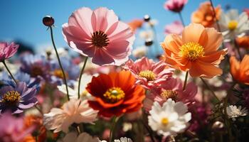 ai généré vibrant Prairie fleurs dans la nature coloré bouquet de fraîcheur généré par ai photo