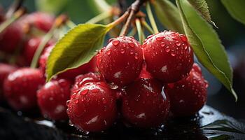 ai généré fraîcheur de mûr baie fruit dans la nature en bonne santé gourmet dessert généré par ai photo