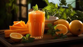 ai généré rafraîchissant été cocktail avec agrumes fruit et menthe feuille garnir généré par ai photo