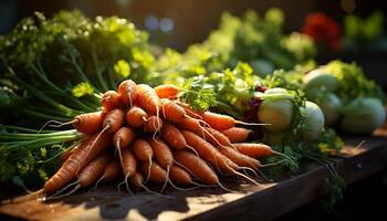 ai généré frais, biologique des légumes apporter en bonne santé en mangeant à votre table généré par ai photo