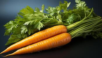 ai généré frais, en bonne santé des légumes carotte, persil, coriandre, feuille, salade, repas généré par ai photo