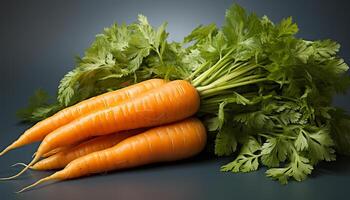 ai généré frais, en bonne santé des légumes carotte, persil, céleri, coriandre, feuille, salade généré par ai photo