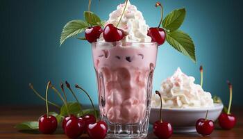 ai généré fraîcheur de été baie fruit, yaourt, et la glace crème généré par ai photo