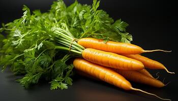 ai généré fraîcheur de en bonne santé en mangeant légume, carotte, feuille, BIO, persil généré par ai photo