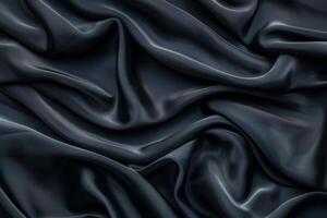 ai généré luxueux noir satin en tissu texture photo