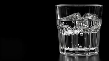 ai généré noir et blanc image de une verre de l'eau. photo