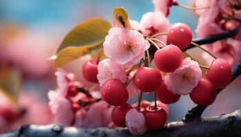 ai généré fraîcheur et beauté dans la nature proche en haut de une rose fleur généré par ai photo