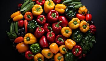 ai généré fraîcheur de biologique des légumes dans vibrant multi coloré salade généré par ai photo