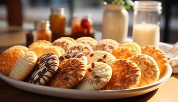 ai généré fraîcheur sur assiette fait maison dessert, gourmet Chocolat biscuit généré par ai photo