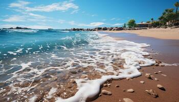 ai généré tranquille vagues réfléchir le beauté de une tropical littoral généré par ai photo