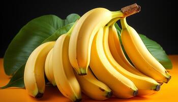 ai généré frais, mûr, Jaune banane la nature en bonne santé, sucré casse-croûte généré par ai photo