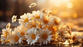 ai généré une vibrant bouquet de camomille, marguerites, et chrysanthèmes généré par ai photo