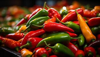 ai généré frais, en bonne santé, biologique des légumes une vibrant, coloré le banquet pour en mangeant généré par ai photo