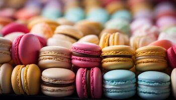 ai généré une gourmet macaron empiler, une sucré indulgence de français culture généré par ai photo