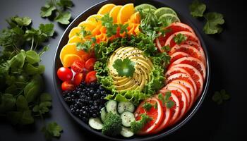 ai généré Frais salade avec biologique légumes, en bonne santé et délicieux repas généré par ai photo