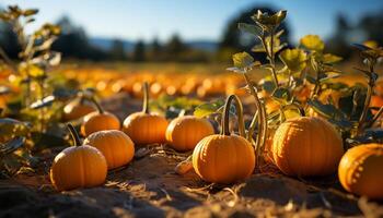 ai généré l'automne mûr citrouille récolte décore la nature coloré fête généré par ai photo