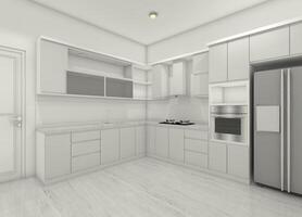 moderne cuisine cabinet concept sans pour autant matériaux et texture ameublement, 3d illustration photo