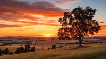 ai généré une rural paysage embrasé avec le réglage Soleil photo