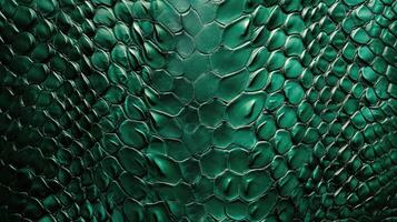 ai généré luxuriant vert cuir, texturé avec le séduire de reptilien Balance, crée captivant sophistication, ai généré. photo