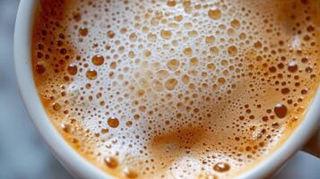 ai généré fermer vue de cappuccino avec Lait mousse, ai généré. photo