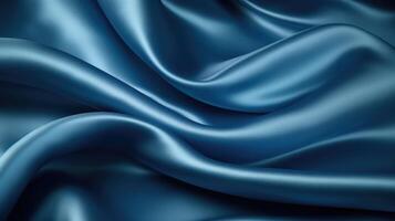 ai généré fermer vitrines le élégance de bleu satin tissu, révélateur ses lisse et luxueux texture. ai généré. photo