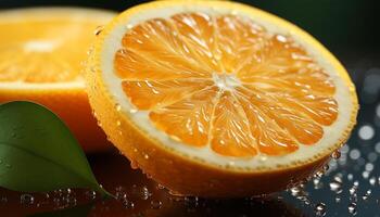 ai généré fraîcheur de agrumes fruit, tranche de orange, en bonne santé alimentaire, mûr citron généré par ai photo