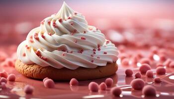 ai généré fait maison fraise petit gâteau, une mignonne et coloré hiver fête généré par ai photo