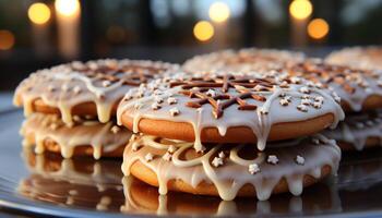 ai généré fait maison dessert Frais cuit biscuits sur en bois table généré par ai photo