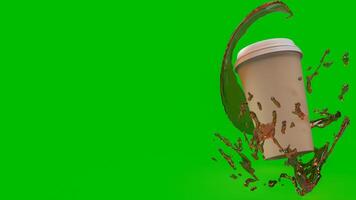 café tasse sur vert Contexte pour chaud boisson concept 3d le rendu. photo