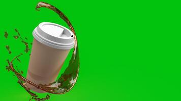 café tasse sur vert Contexte pour chaud boisson concept 3d le rendu. photo