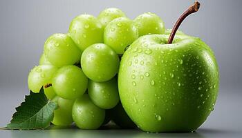 ai généré fraîcheur et la nature dans une juteux, mûr, vert Pomme généré par ai photo