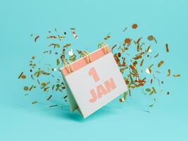 1er janvier calendrier avec confettis photo