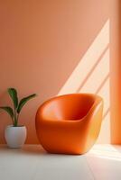 ai généré Orange chaise et mis en pot plante dans chambre. génératif ai photo