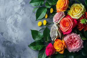 ai généré ai généré image. bouquet de Rose fleurs pour les mères journée photo