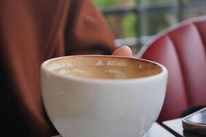 Haut vue de vide café tasse sur table , photo