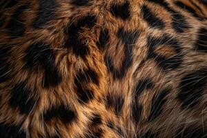 ai généré extrême macro coup de léopard fourrure photo