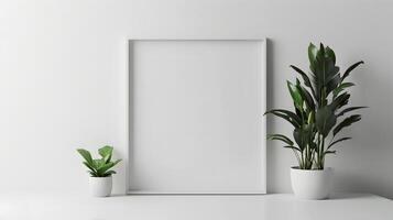 ai généré minimaliste pièce avec un vide cadre, sérénité dans simplicité. photo